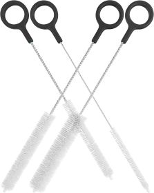 Heavy Duty Cleaning Brushes Set of 4 - Extra Long Straw Cleaners for Metal and Plastic Reusable Drinking Straws, to Clean Small Spaces, Sippy Cup (Color: Black)